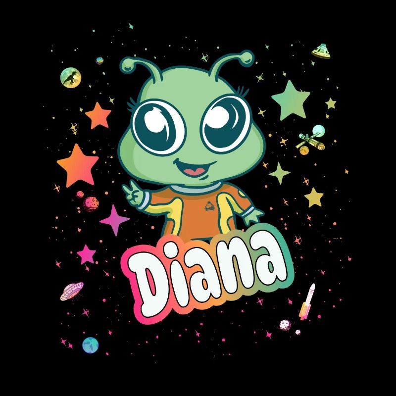 DIANA - Beau nom de fille avec extraterrestre mignon
