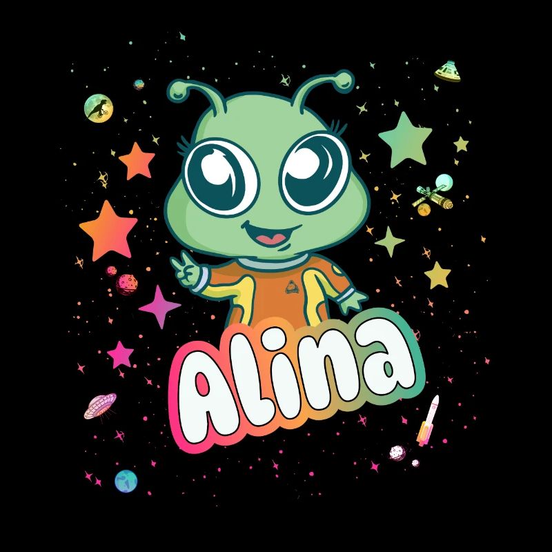 ALINA - Schöner Mädchen Name mit süßem Alien