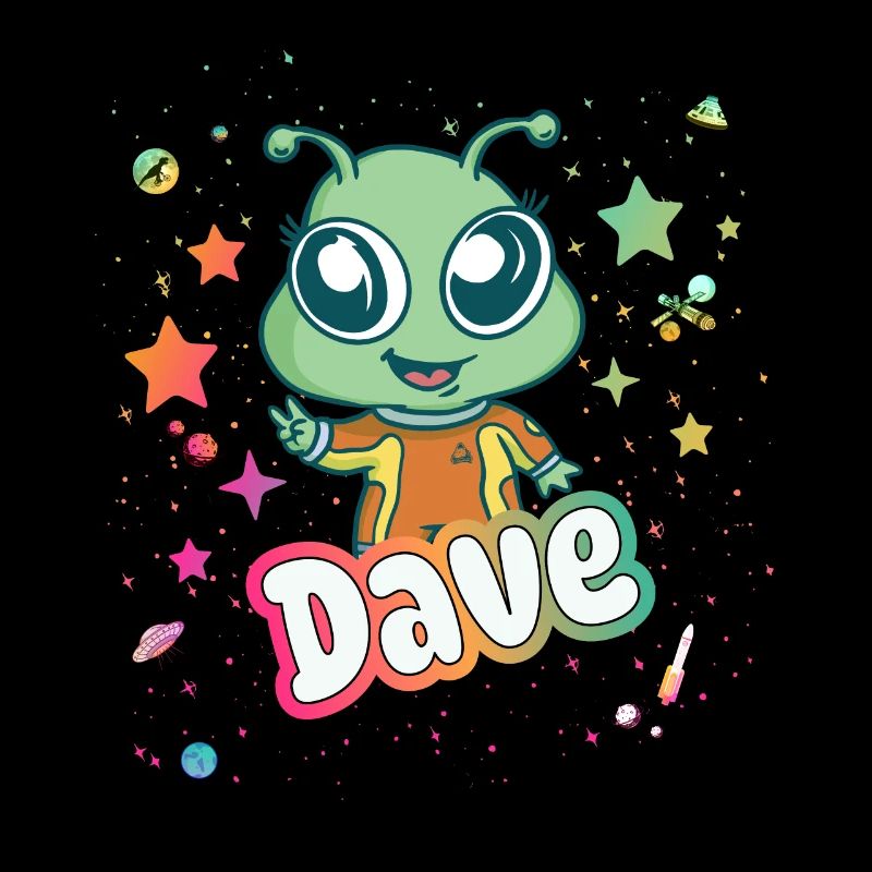 DAVE - Beau nom de garçon avec un extraterrestre mignon