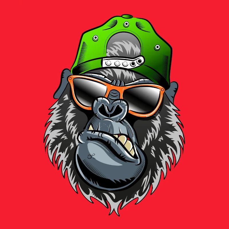 Gorilla oder Affe mit Baseball Kappe, Sonnenbrille