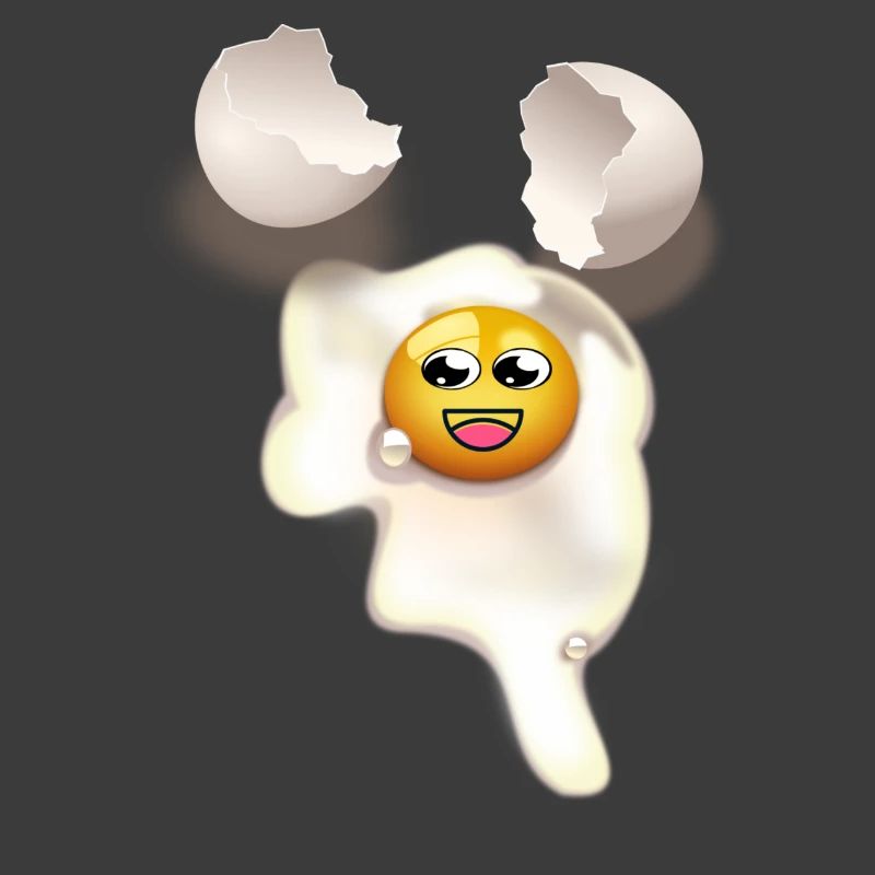 Fried egg with and broken eggshell