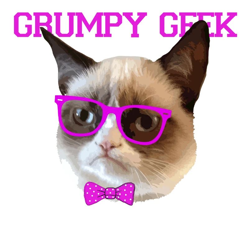 Cute Grumpy Geek Cat Gift