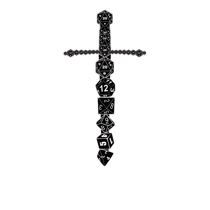 RPG D20 Cube Dice Dice Magic Sword Black