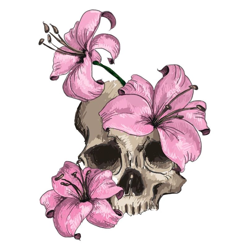 Skull with lilies