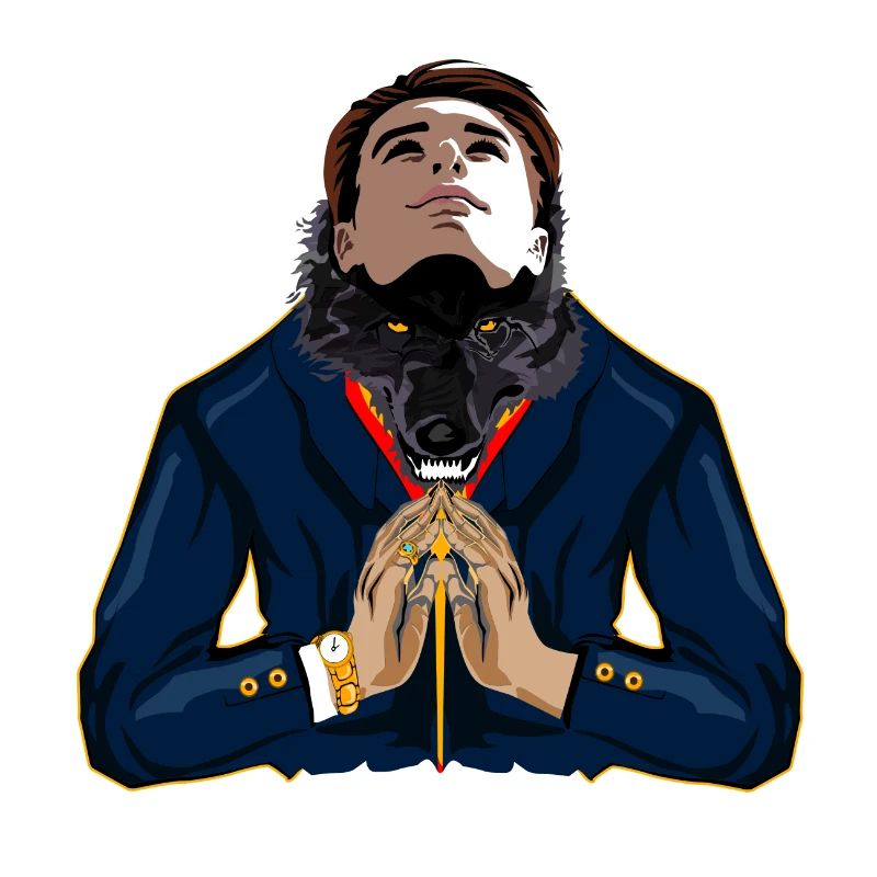 A man / wolf with two faces design