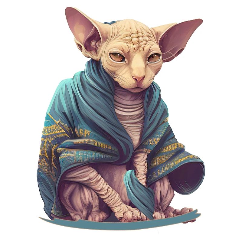 Sphinx Katze mit Umhang