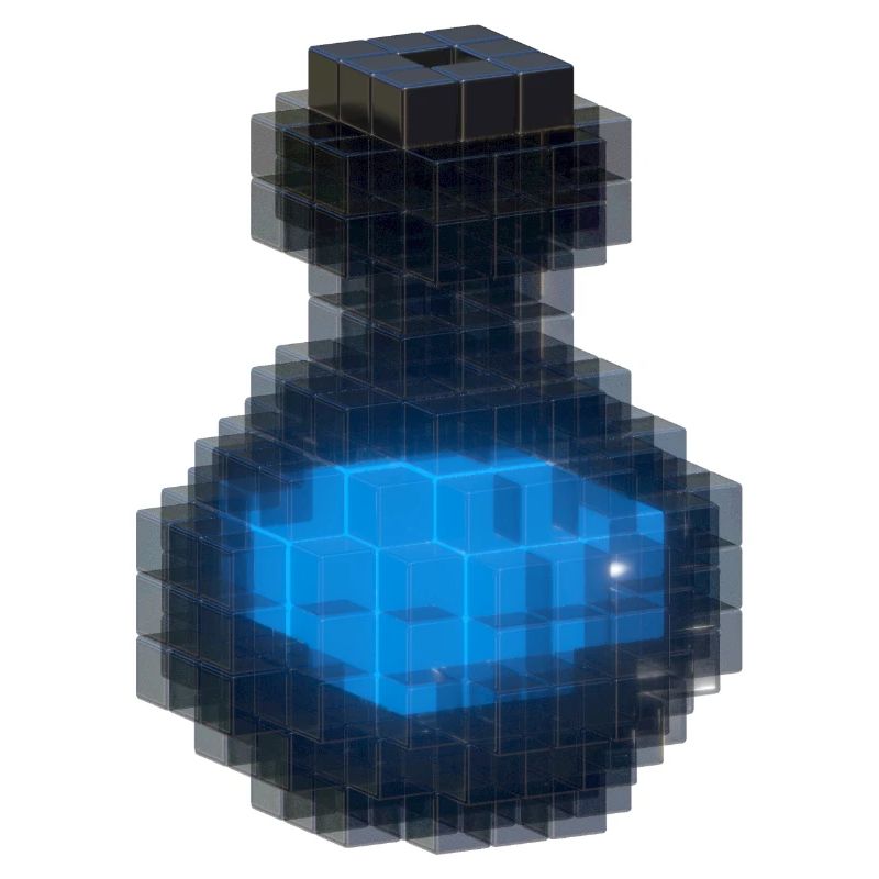 Conception 3D Cube 3D Bouteille Noire & Potion Bleu Océan