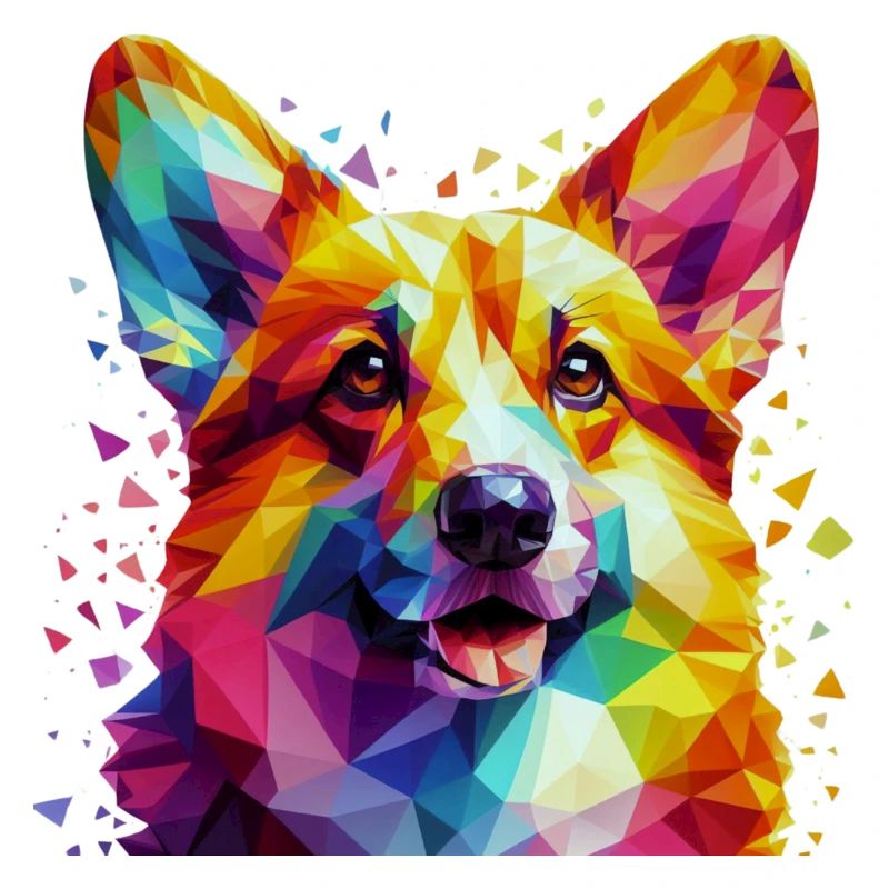Modern geometric dog's muzzle: corgi