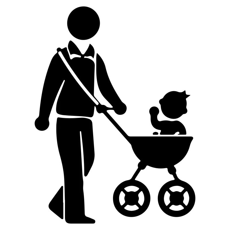 Papa poussette bébé