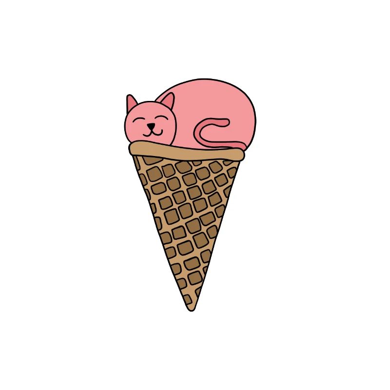Katze Eis Waffel Eiscreme Kirsche Waffelhörnchen