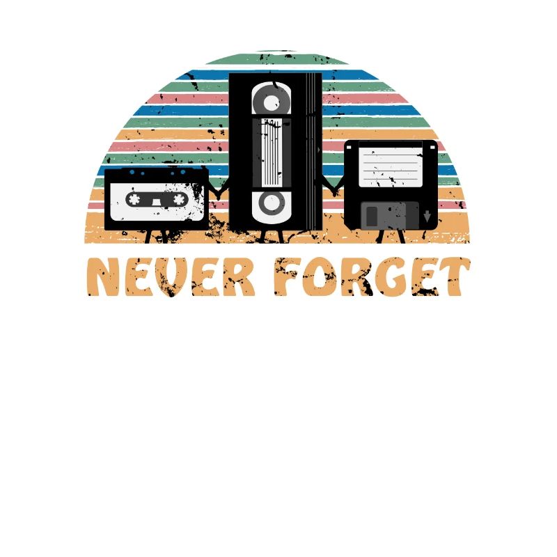 Never Forget Retro Diskette Videokassette Geschenk