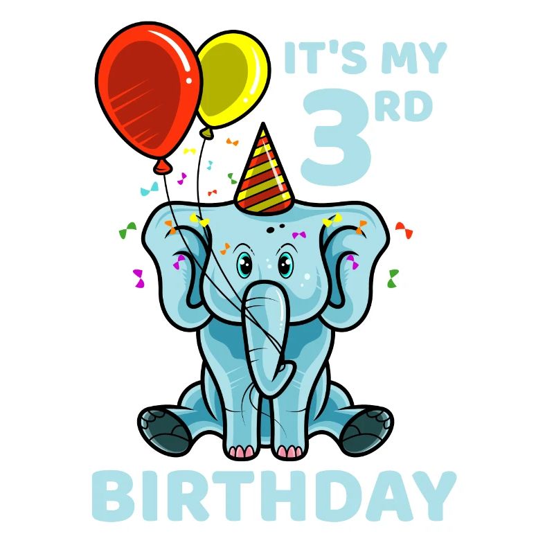 Cute 3rd Third Birthday Elephant