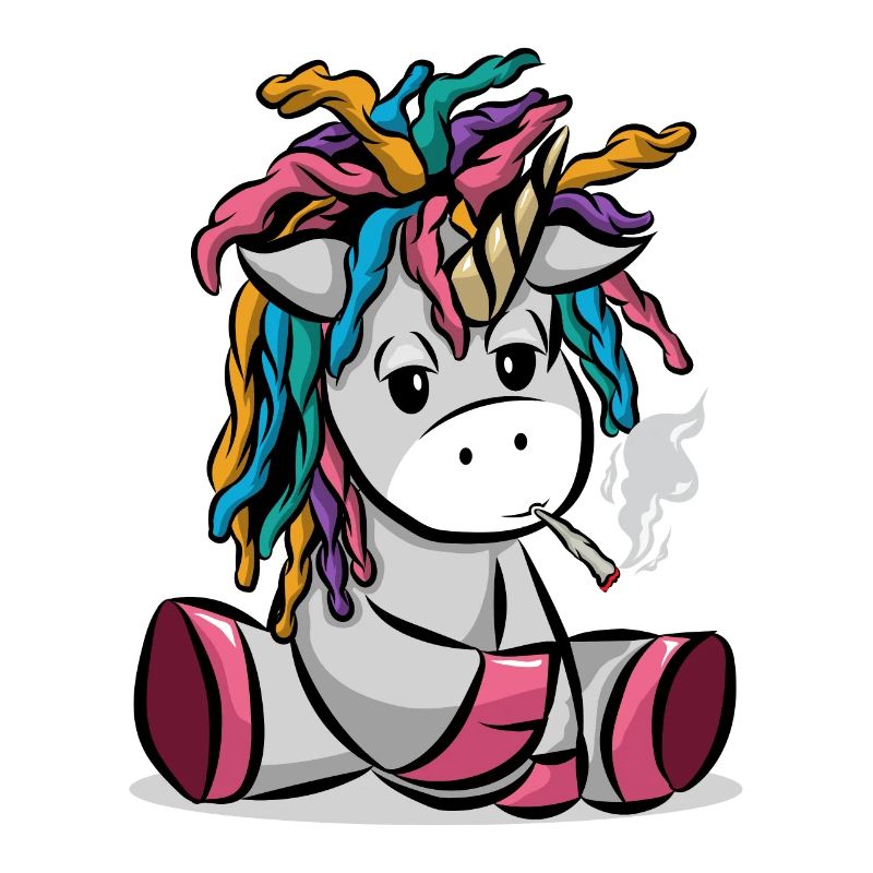 Kiffendes Einhorn mit Joint