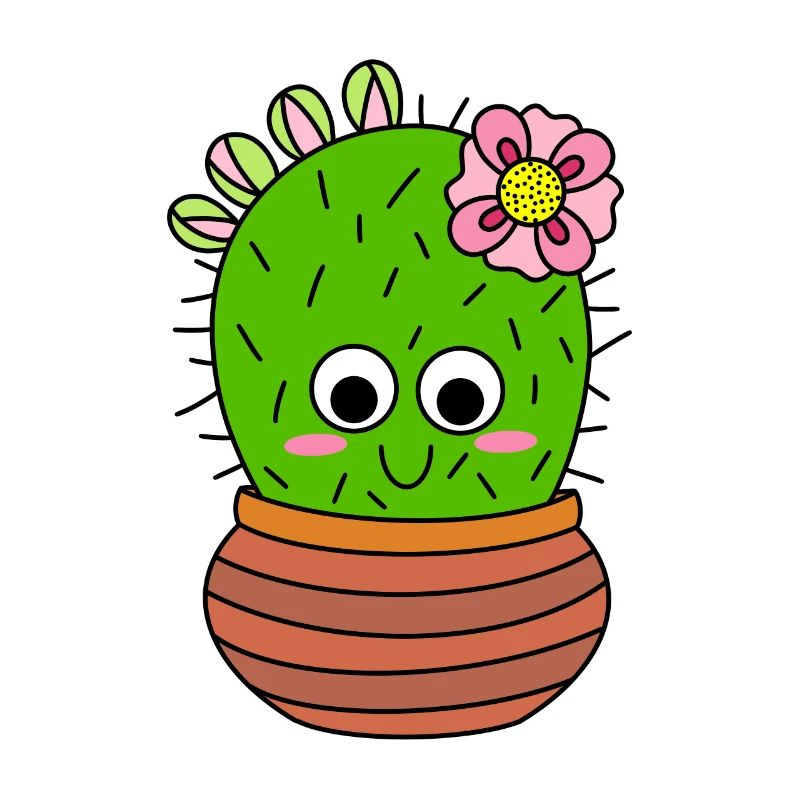 Cactus Chunky Avec Fleur Rose Et Bourgeons