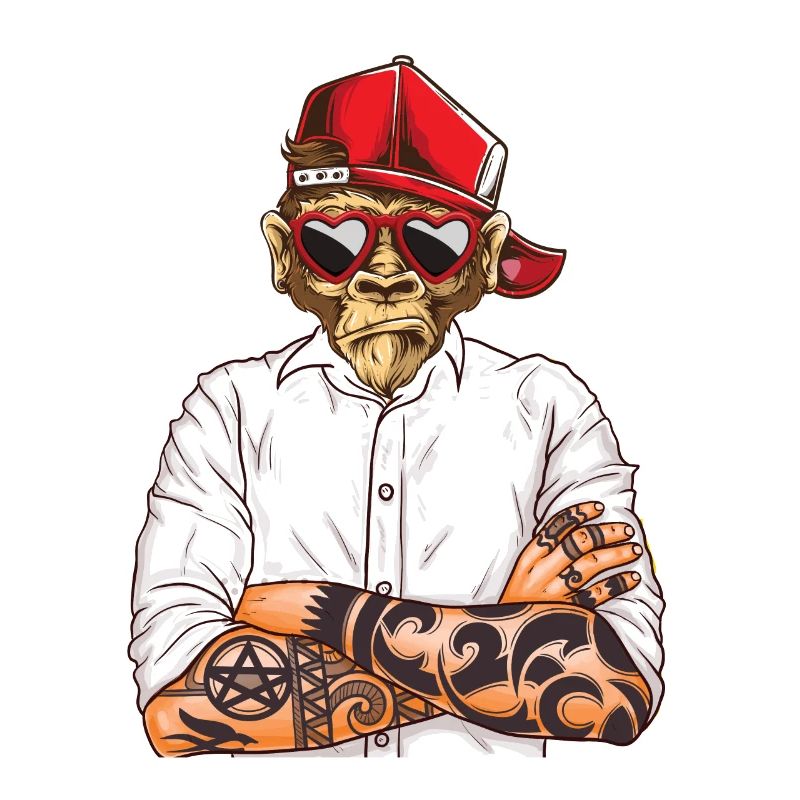 Cool Monkey with Heart Sunglasses and Cap