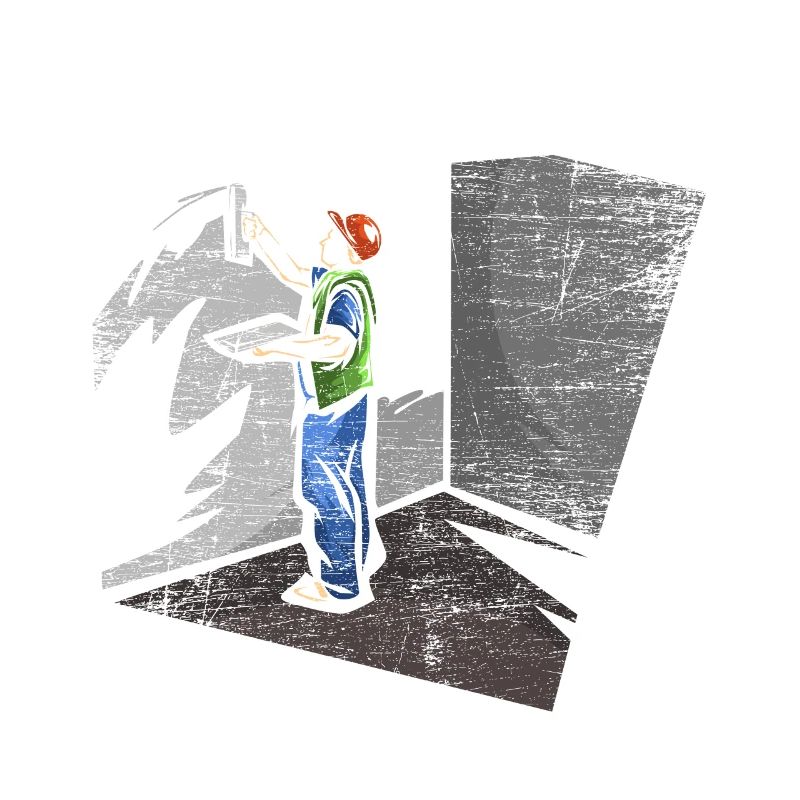 Plasterer cleaning work