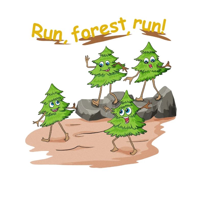 Fir tree run forest run in the forest as a jogger