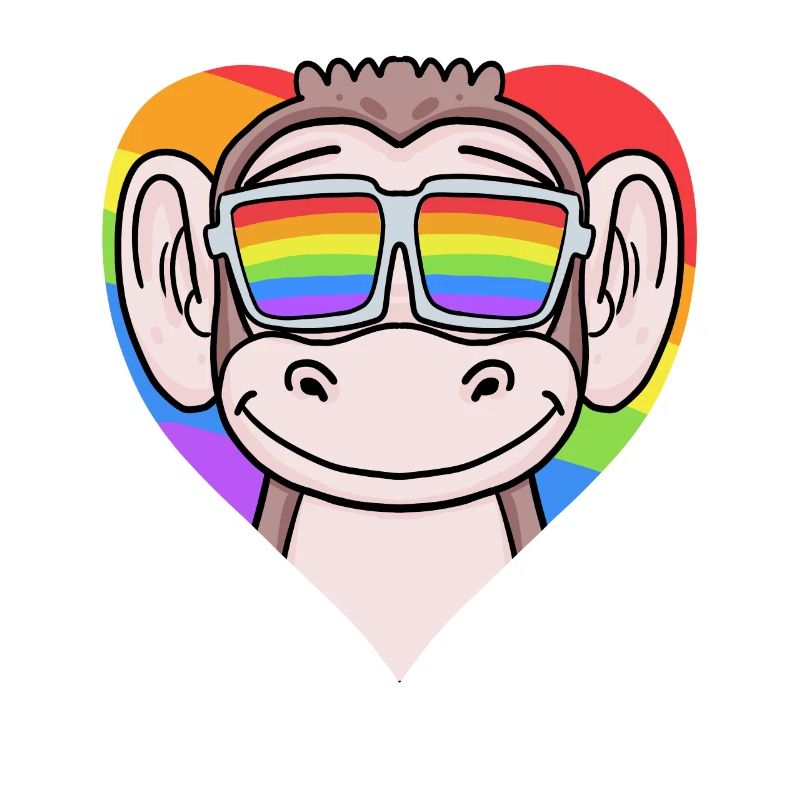 LGBT Heart with Monkey Rainbow