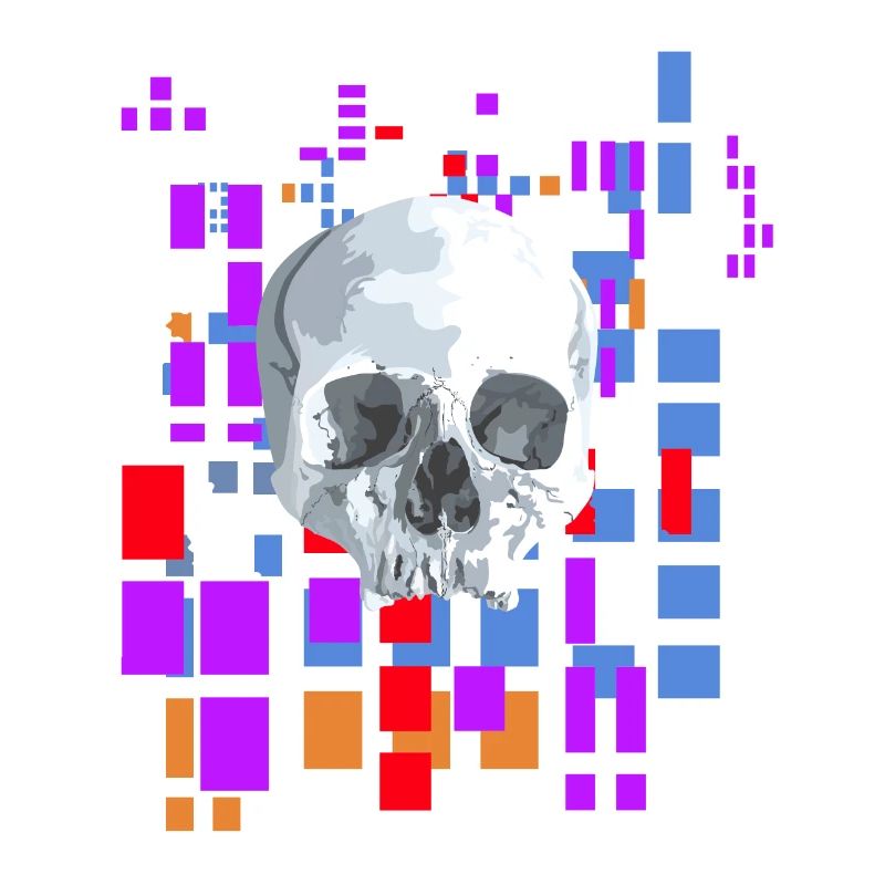 Pixel image with skull