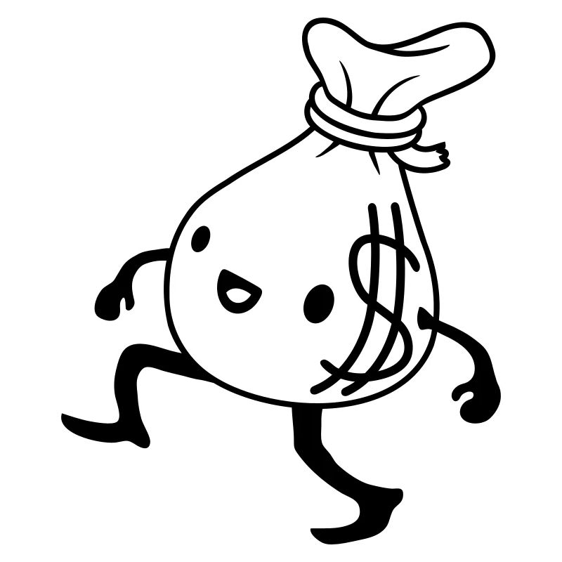 Gehender lebendiger Geldsack Comic