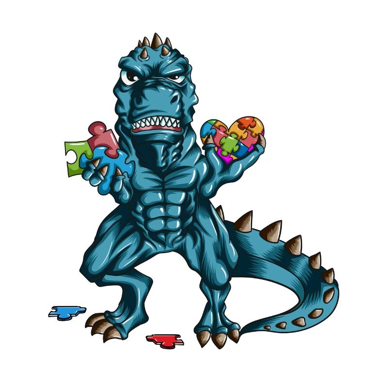 Autisme Sensibilisation Dino T Rex Puzzle