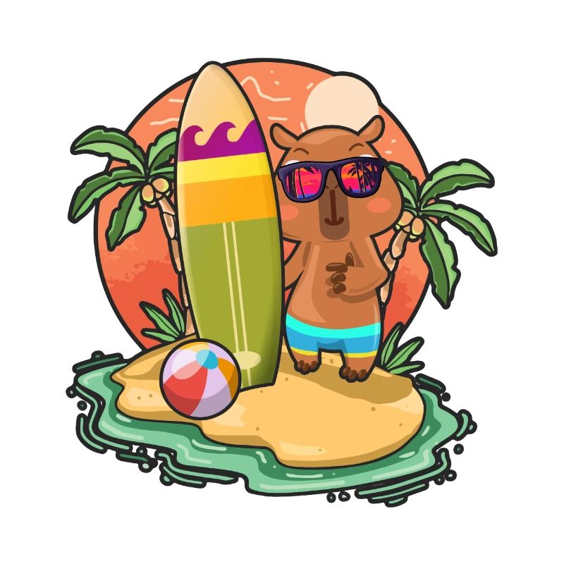 Drôle Capybara Surf Lovers Cool Planche de surf Surf