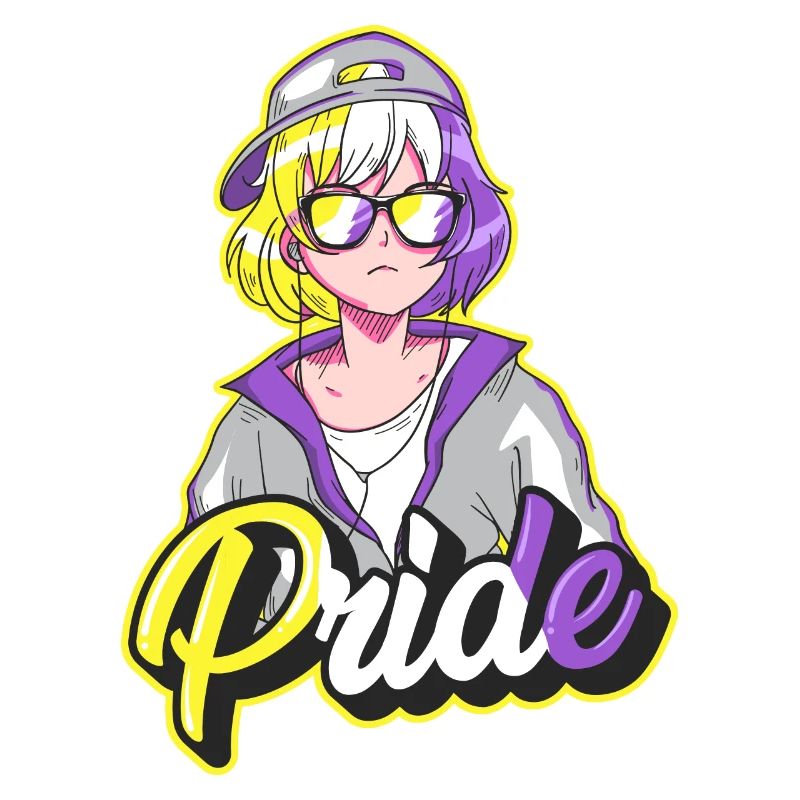 Nonbinary Stolz Japanisch Cool Anime Mädchen Non B