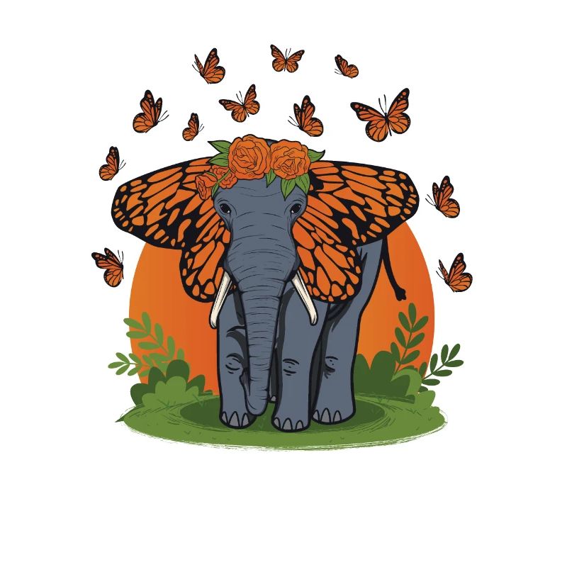 Elephant, butterfly ears, elephant lovers.