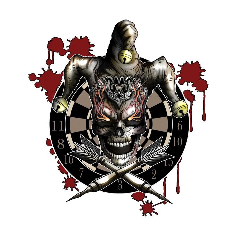 Dartboard Skeleton Flames Darts Player Cadeau