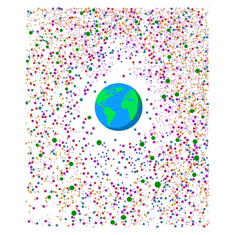 Planète Terre avec des points de couleur