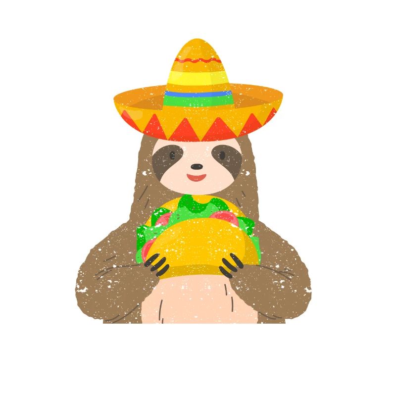 Sloth eats taco Mexican cinco de mayo food