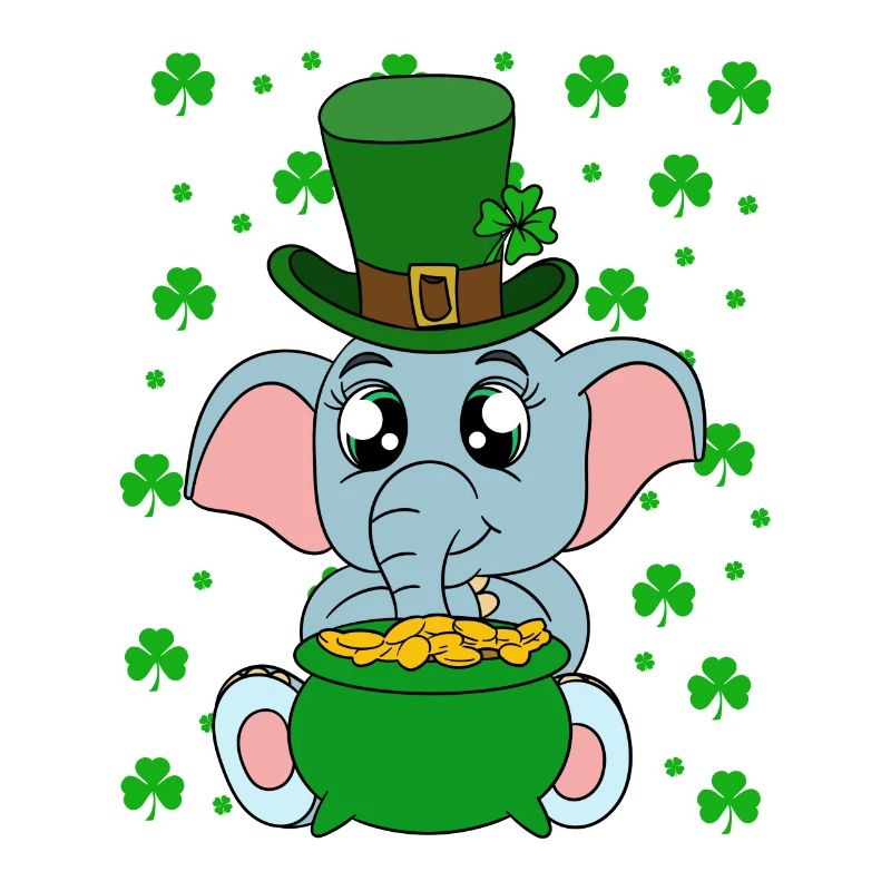 Cute elephant shamrocks St. Patrick's Day