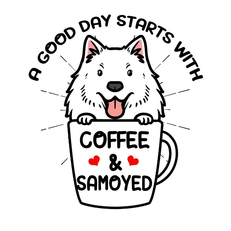 Kaffee Und Samojede Hund Samojedenspitz