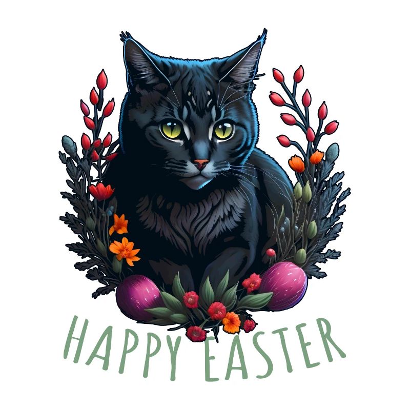 cute cat in easter & spring happy easter