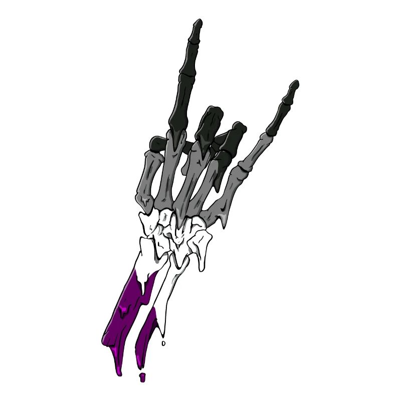 Asexual Pride Ace Flag Devil Horn Skeleton Subtle
