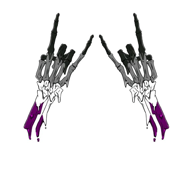 Asexual Pride Ace Flag Devil Horn Skeleton Subtle
