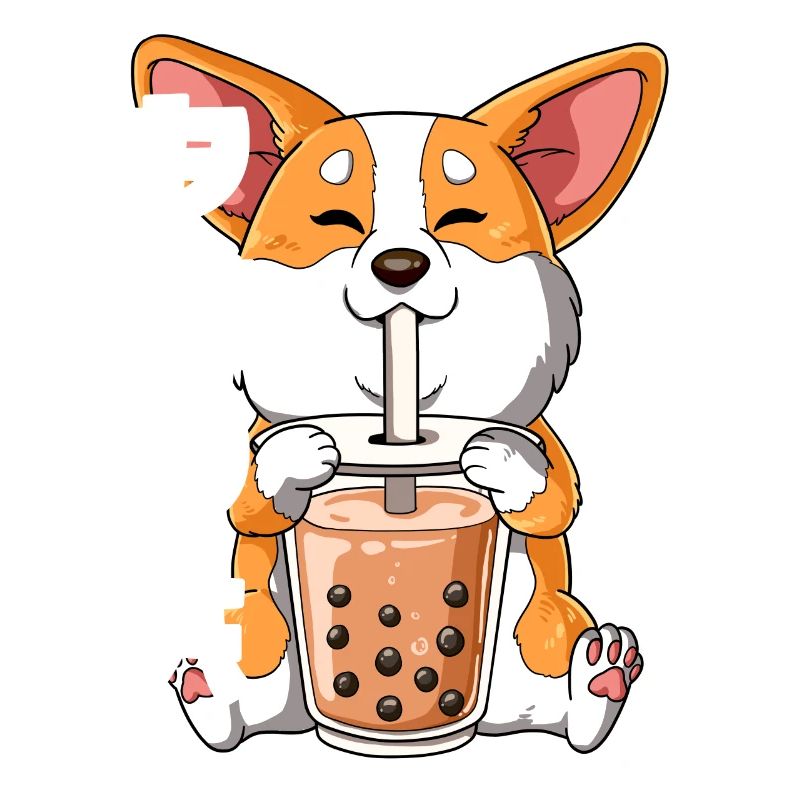 Boba Tea Corgi Chien Bubble Tea