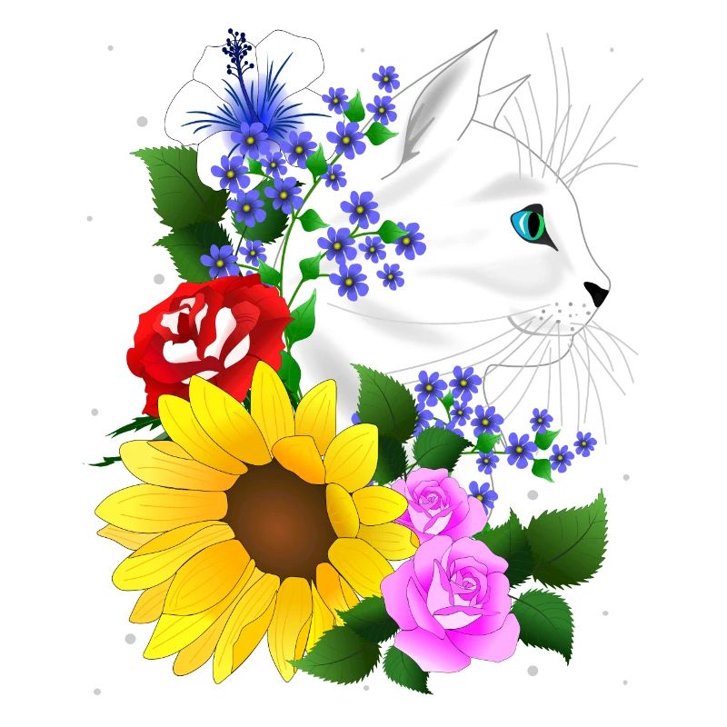 Chat Chaton Fleurs Fleurs Chat Chat Chat