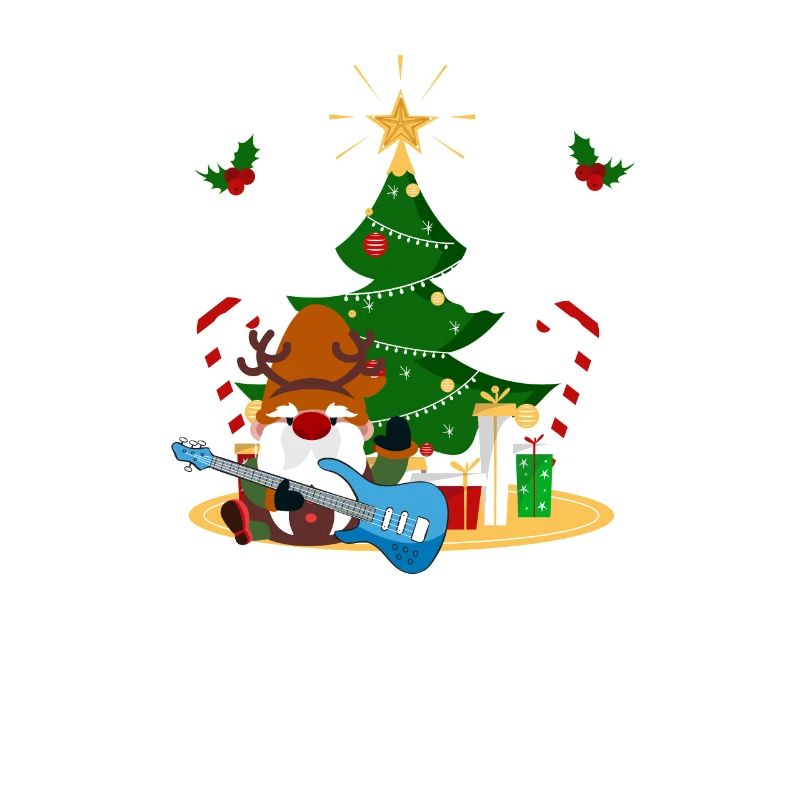 Guitariste Basse Gnome Funny Christmas Tree