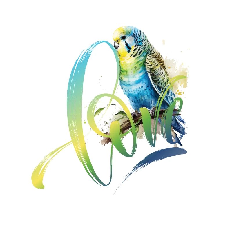 Perruche bleu vert dessin aquarelle