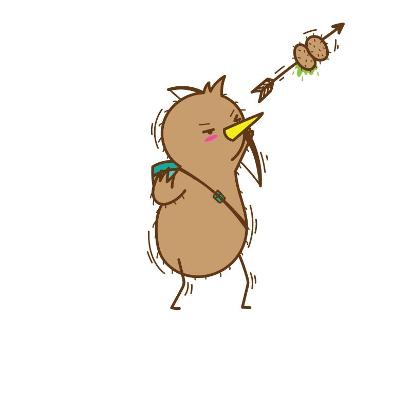 Kiwi avec arc et flèche Oiseau et fruit