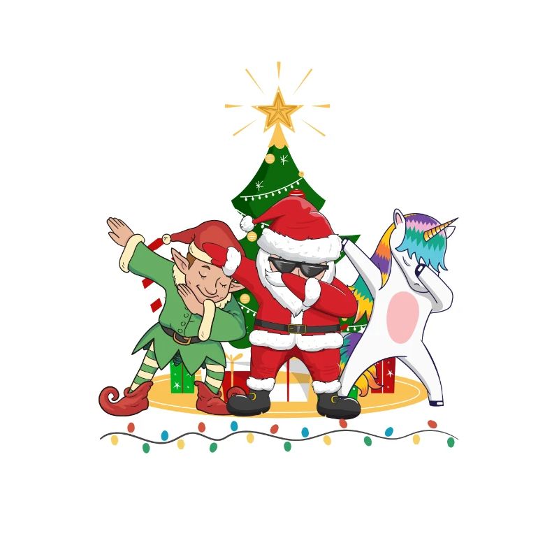 Dabbing Weihnachtsmann Elf Einhorn Weihnachtsbaum