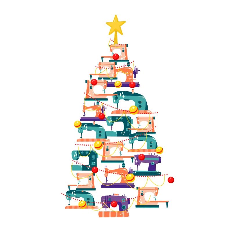 Funny Sewing Machine Christmas Tree Knitting Sew