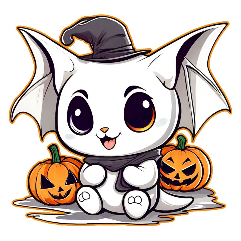 Mignon monstre d’Halloween avec des citrouilles