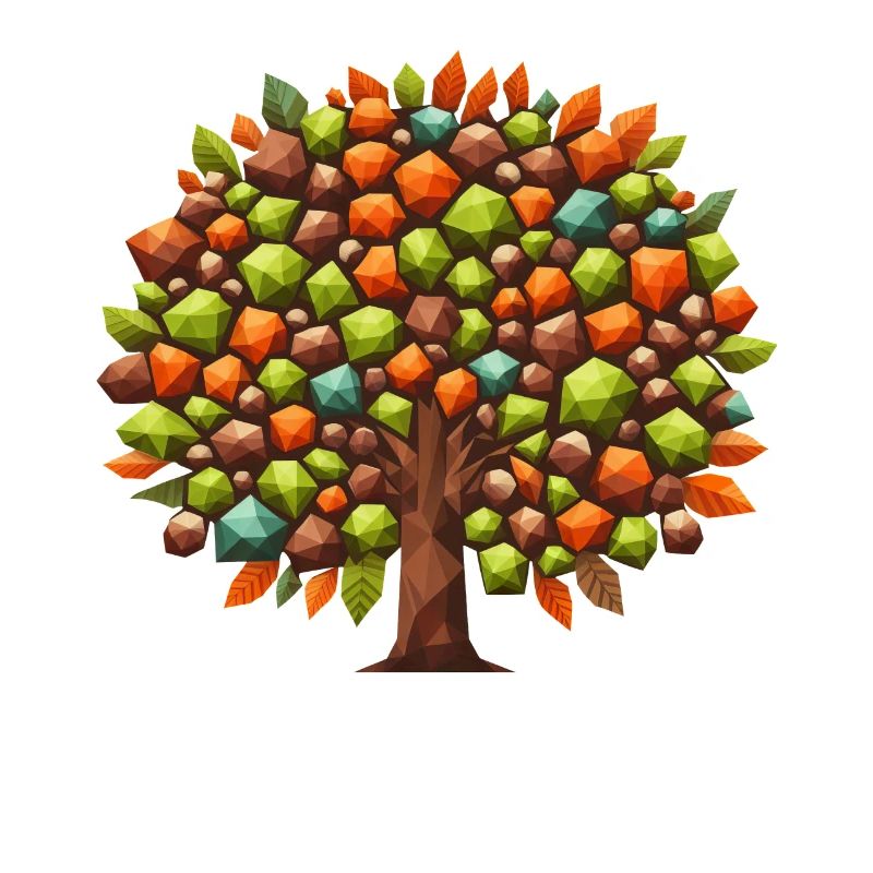 Autumn Elegance: Polygonal Deciduous Tree in