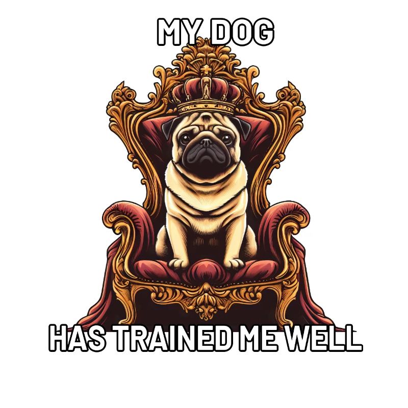 Dog Pug on Throne Dog Master