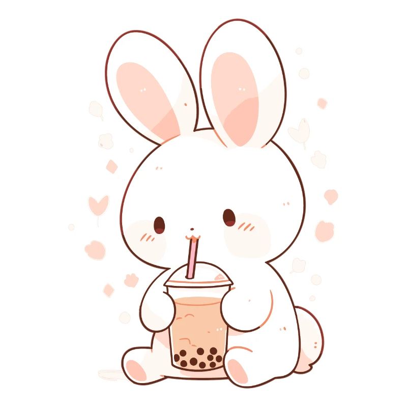 Kawaii Hase trinkt Boba Bubble Tea Chibi