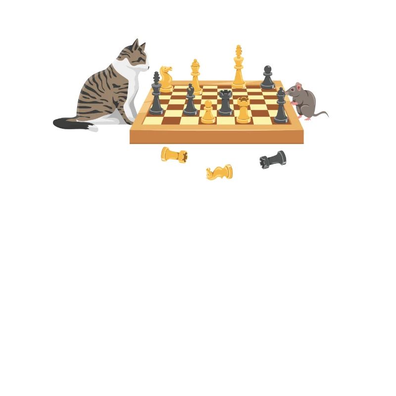 Board Game Night Cat Mouse Chess Playing Players