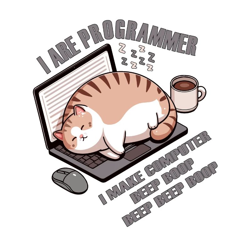 I are programmer, fat sleeping cat