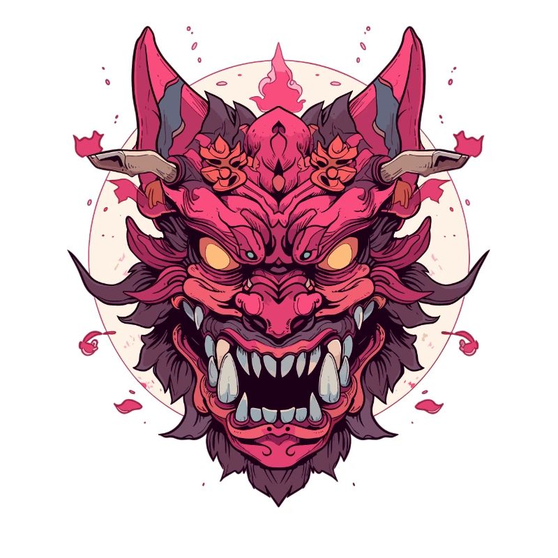 Japanese Hannya Demon Samurai Warrior Oni Mask